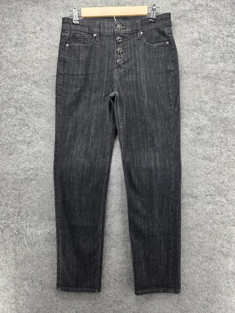 White House Black Market Jeans Womens 6 Black Charcoal Slim Ankle 27 Inseam